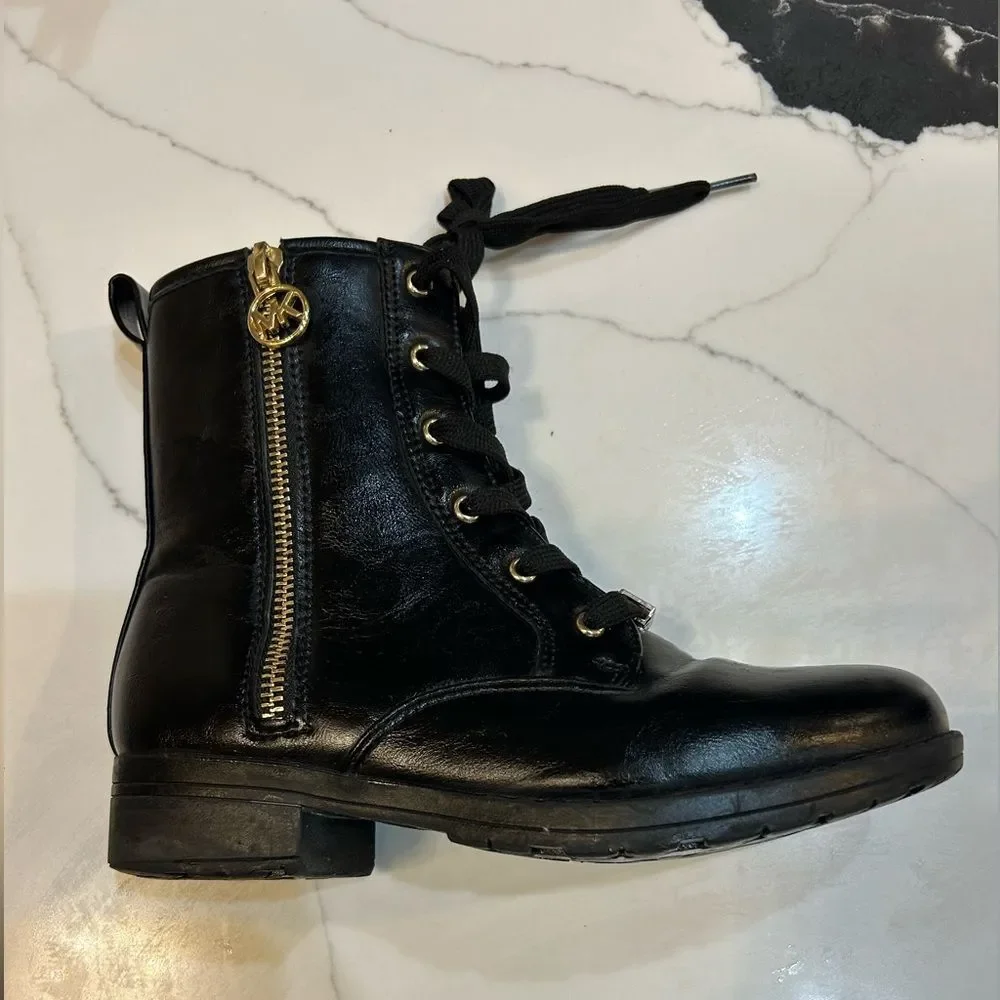 Michael Kors Kids Black Leather Boots